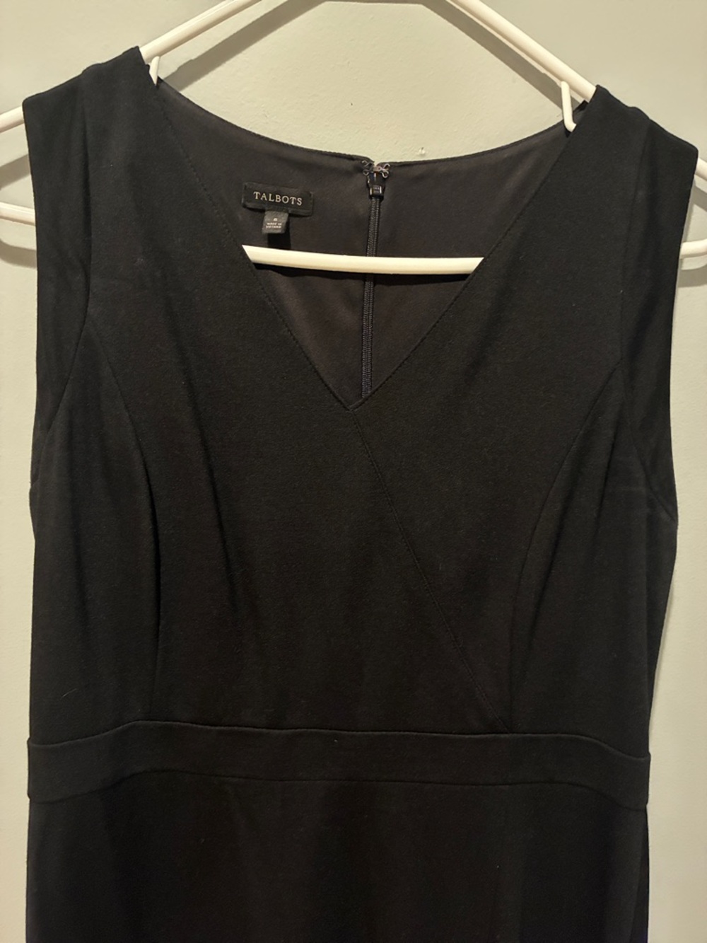 Talbots Black Sleeveless V-Neck Midi Dress with Ruffle Hem - Picture 2 of 8